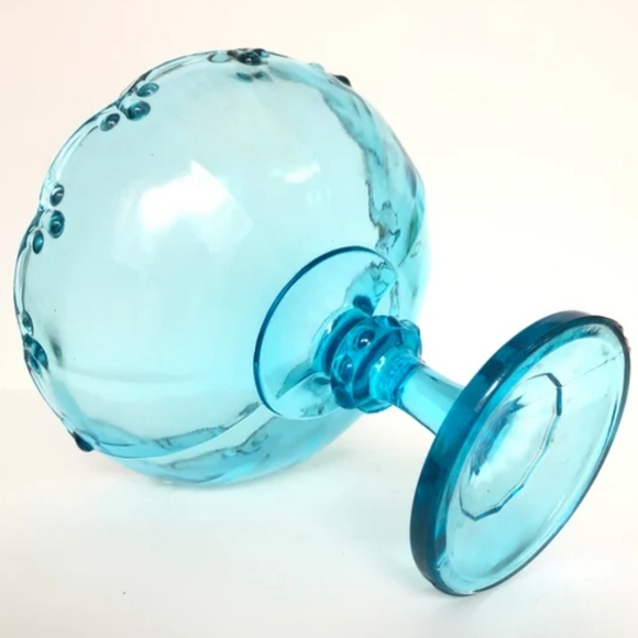 Vintage Indiana Glass Blue Pedestal Compote Bowl - Picture 4 of 4